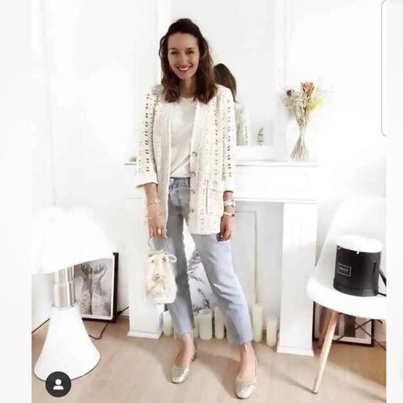 Zara TEXTURED WEAVE JACKET WITH JEWEL BUTTON Size Small - Picture 9 of 16